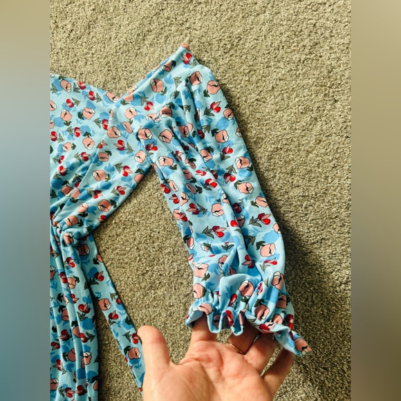 Maxi Dress S Boho Floral Flared summer stretchy fabric elastic waist sundress - Picture 8 of 11